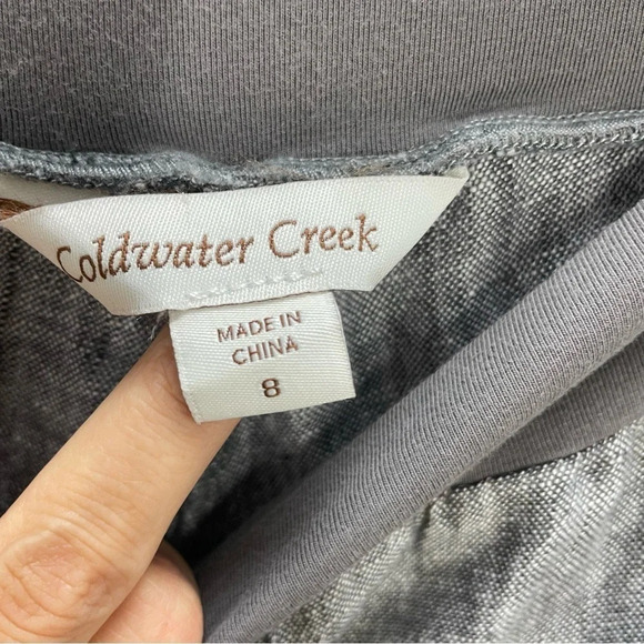 Coldwater Creek Linen High Rise Wide Leg Charcoal Pull On pants - Picture 8 of 12